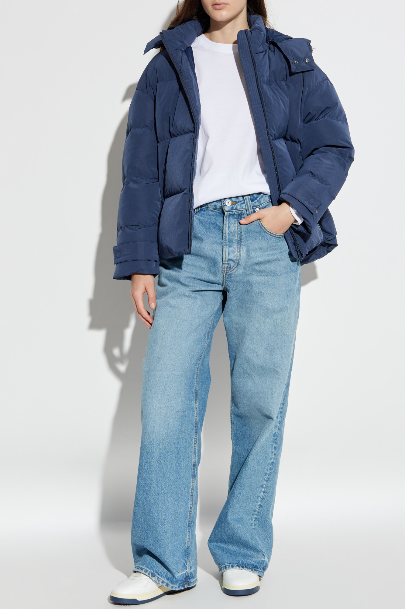 アルマーニ　EMPORIO ARMANI GENUINE DUCK DOWN Full-zip nylon down jacket with all-over matelassé-effect